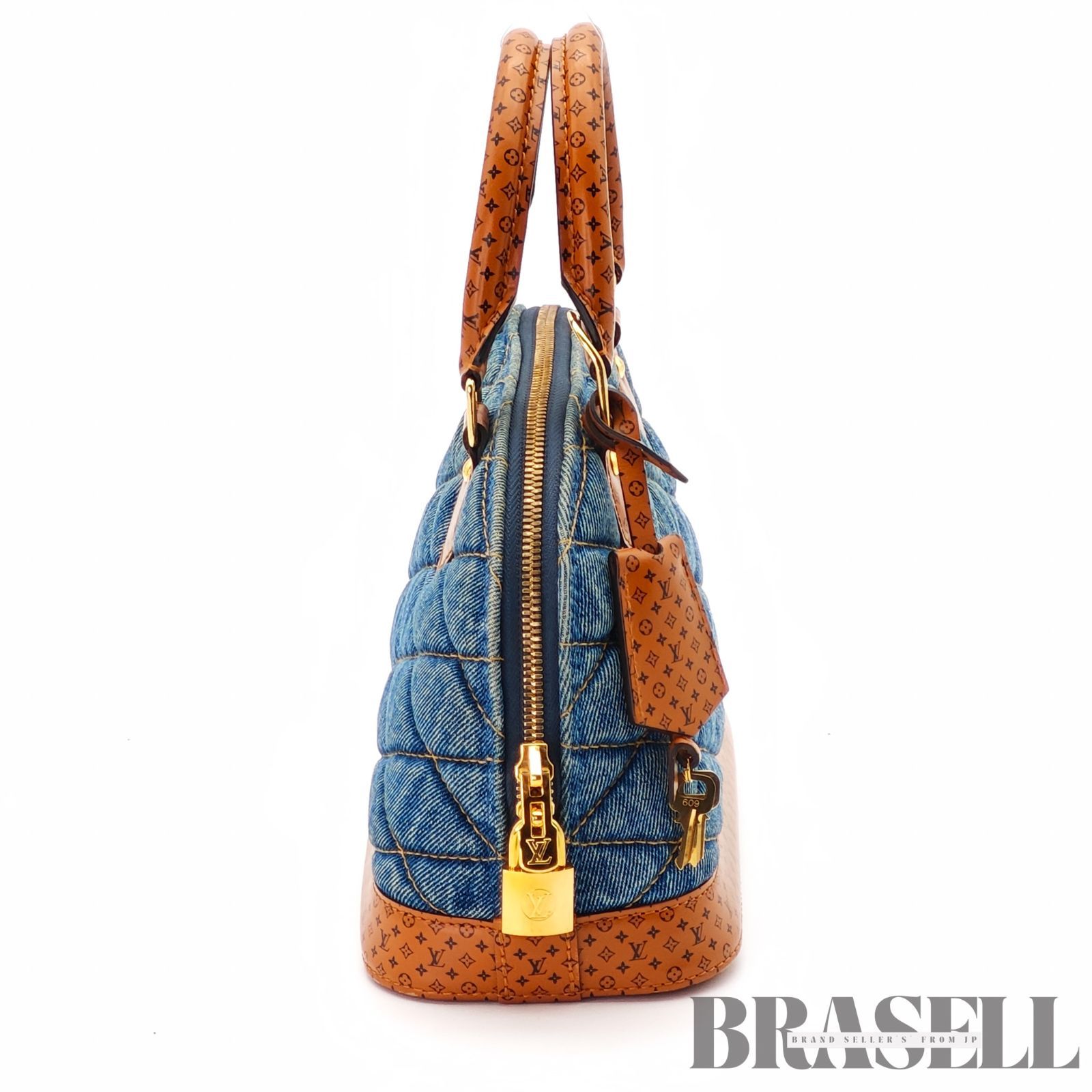 LOUIS VUITTON アルマBB デニム M55048 バッグ ハンドバッグ ブルー レディース ショルダーストラップ パドロック 鍵
