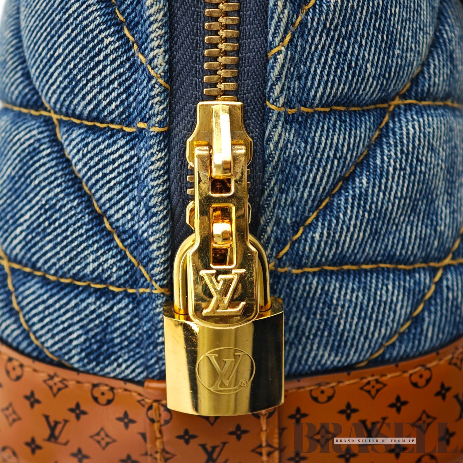 LOUIS VUITTON アルマBB デニム M55048 バッグ ハンドバッグ ブルー レディース ショルダーストラップ パドロック 鍵