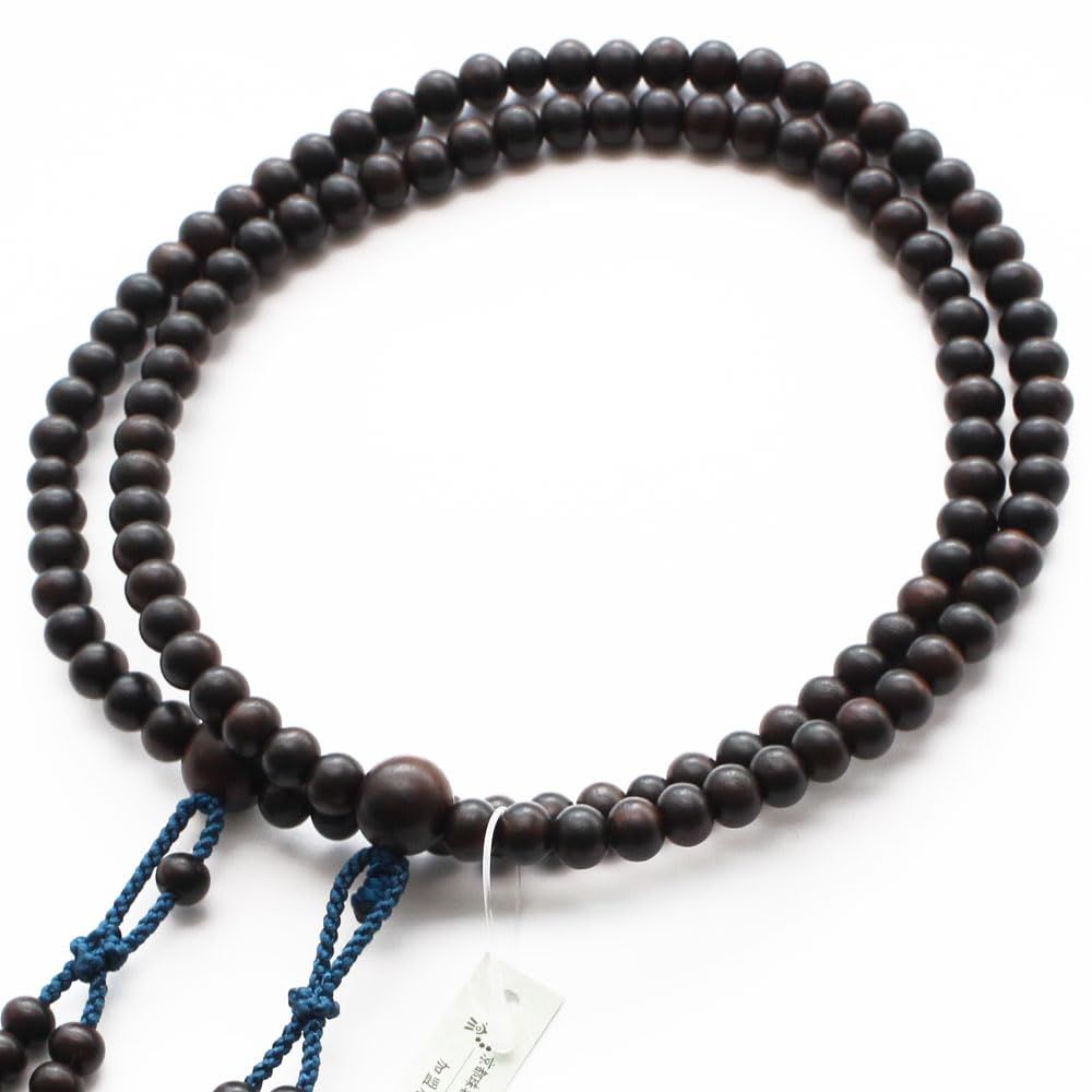 【新品】真言宗 数珠 男性用 尺二 縞黒檀（艶消し） 梵天房（鉄色）【本式数珠 京念珠 京都 108玉 尺2 二連 振分 木製 葬儀 葬式 法事 法要 高野山 マイ数珠 2000300101009】【数珠袋プレゼント！】 780dba41