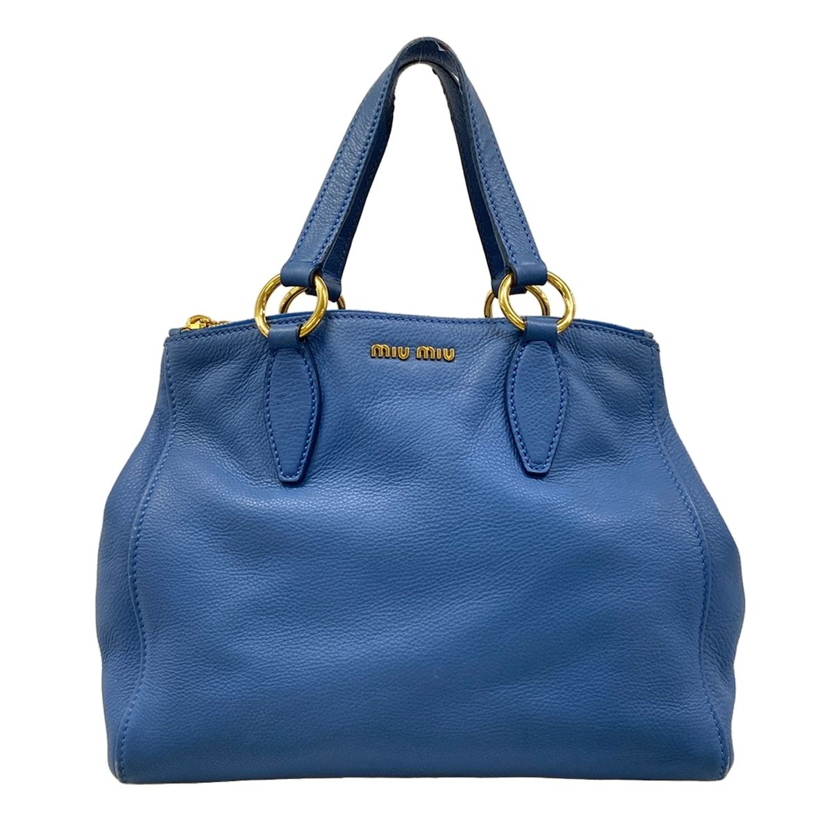 miumiu(ミュウミュウ) ハンドバッグ - ブルー ゴールド金具 レザー 