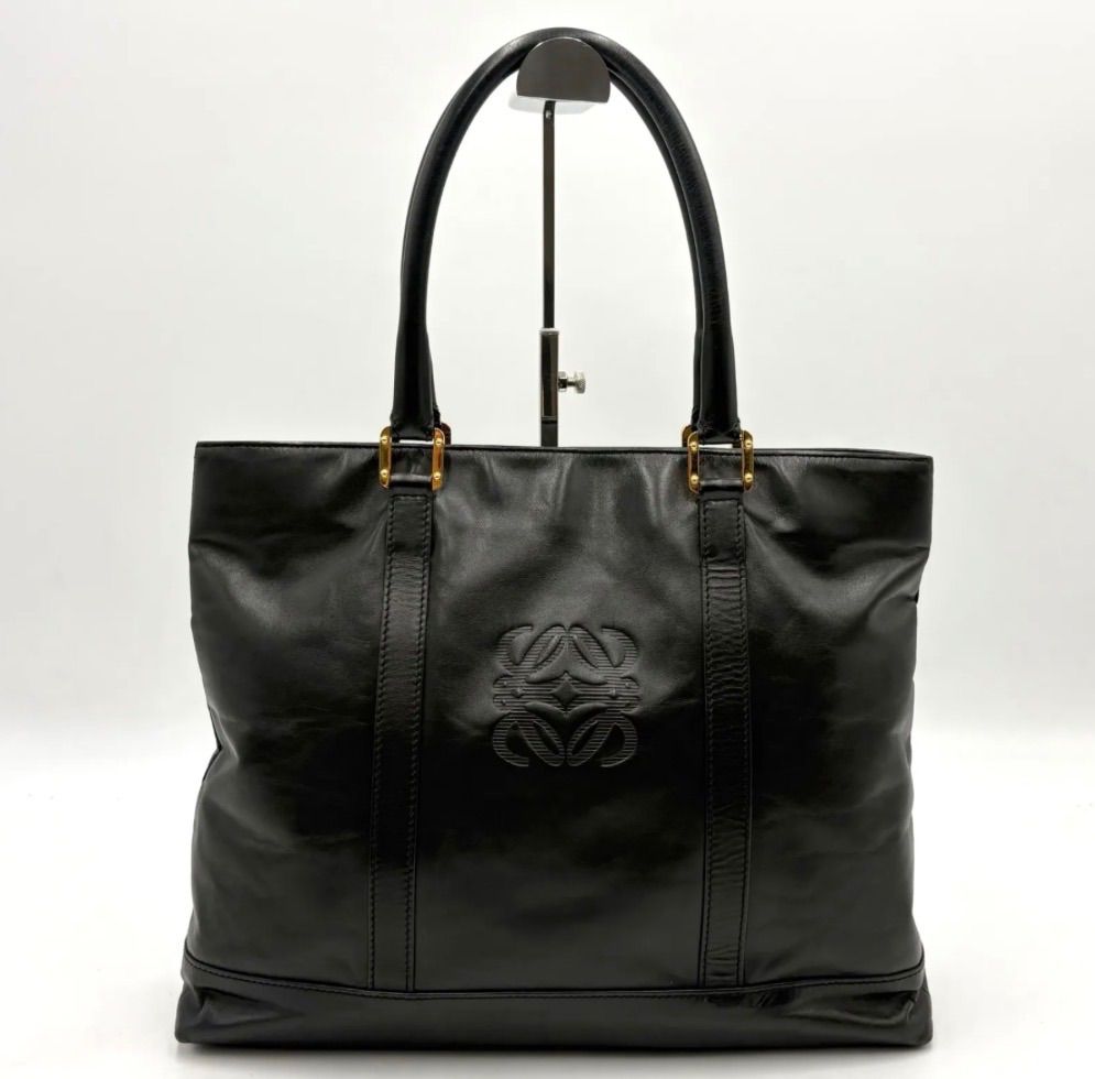 極美品◎LOEWE ロエベ アナグラムロゴ トートバッグ ショルダーバッグ A4肩掛け可 メンズ レディース ビジネスバッグ ブラック 黒