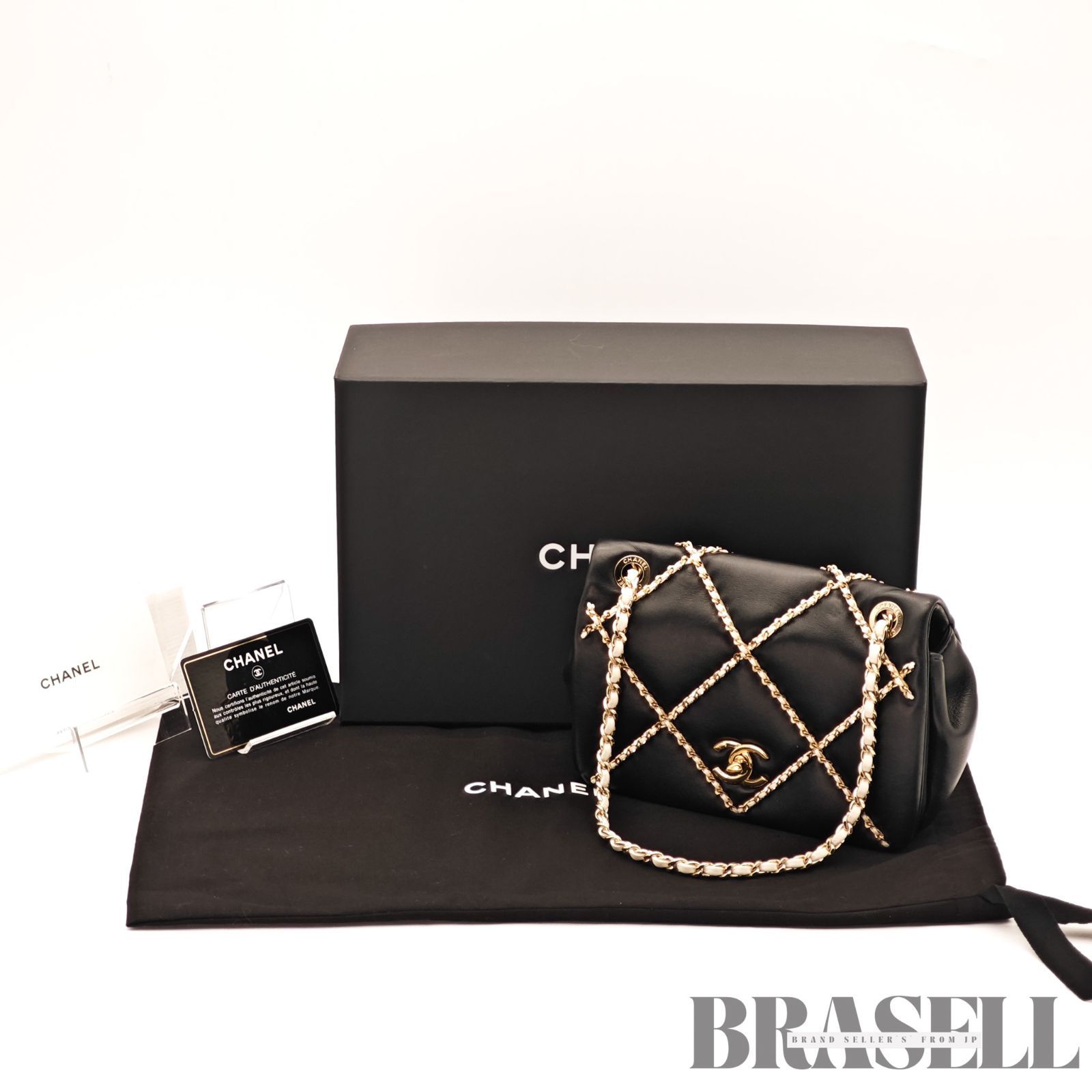 CHANEL シャネル マトラッセ チェーンショルダーバッグ ラム バッグ ショルダーバッグ フラップバッグ ブラック レディース 箱 保存袋 ギャランティーカード
