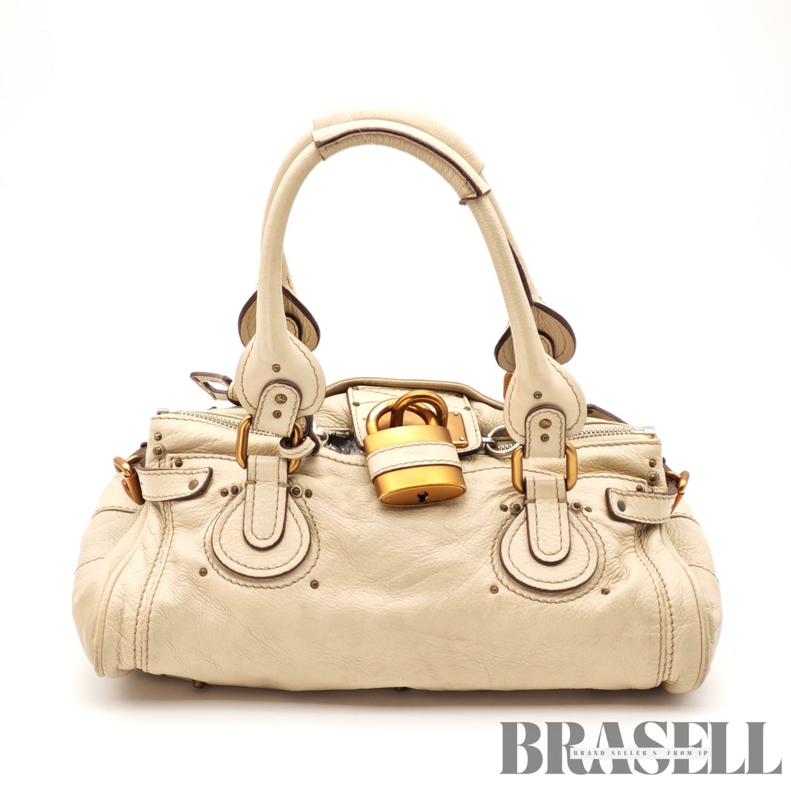 Chloe クロエ パディントン 7ESA02-7E422 バッグ ハンドバッグ 横長 筒 ミニバッグ付き アイボリー レディース パドロック 鍵 保存袋