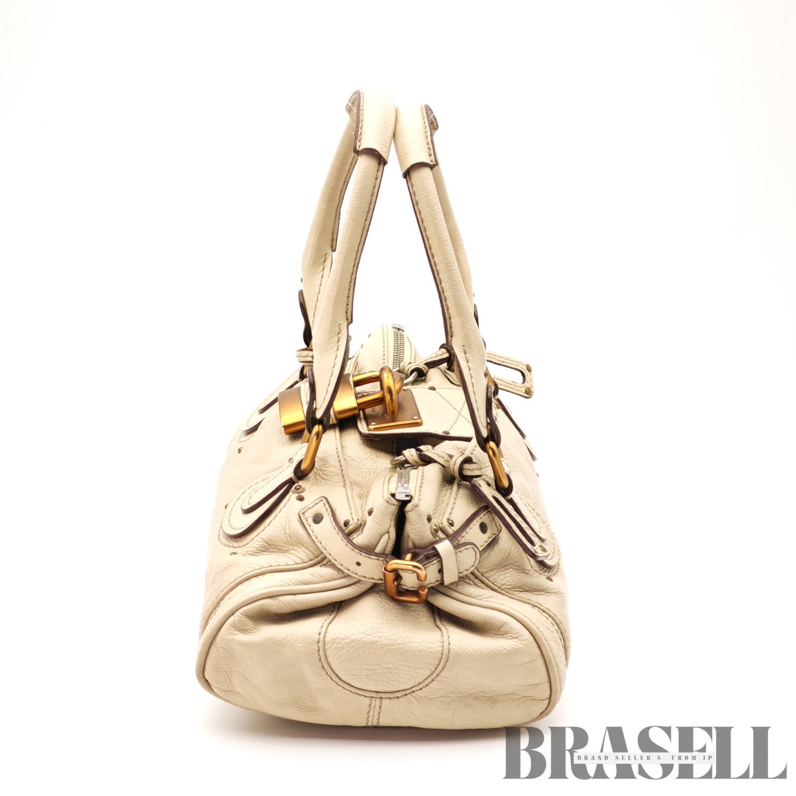 Chloe クロエ パディントン 7ESA02-7E422 バッグ ハンドバッグ 横長 筒 ミニバッグ付き アイボリー レディース パドロック 鍵 保存袋