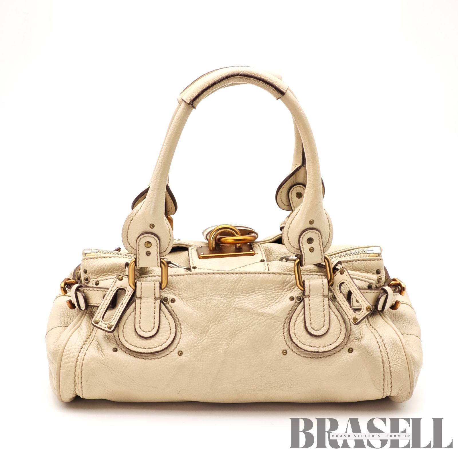 Chloe クロエ パディントン 7ESA02-7E422 バッグ ハンドバッグ 横長 筒 ミニバッグ付き アイボリー レディース パドロック 鍵 保存袋