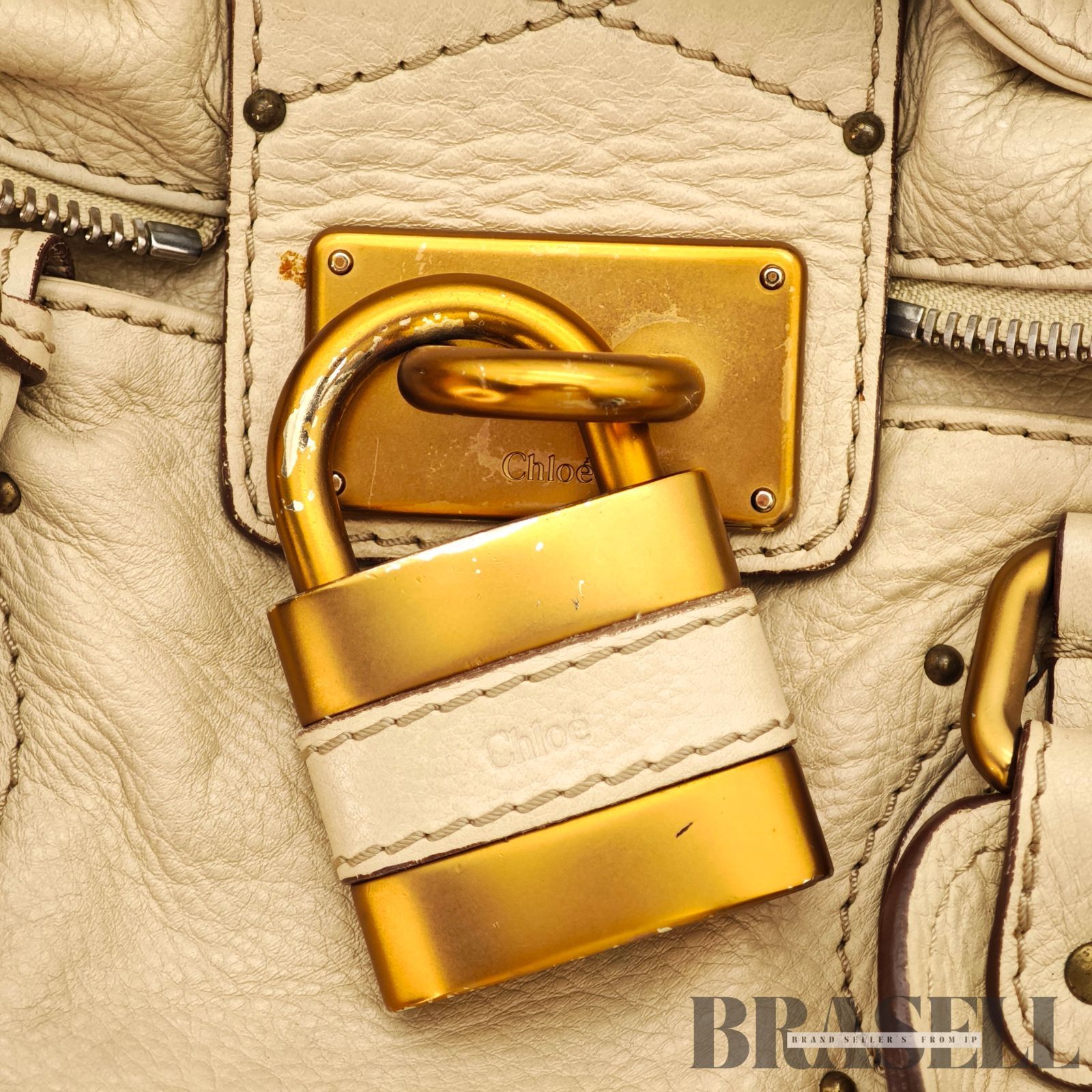 Chloe クロエ パディントン 7ESA02-7E422 バッグ ハンドバッグ 横長 筒 ミニバッグ付き アイボリー レディース パドロック 鍵 保存袋