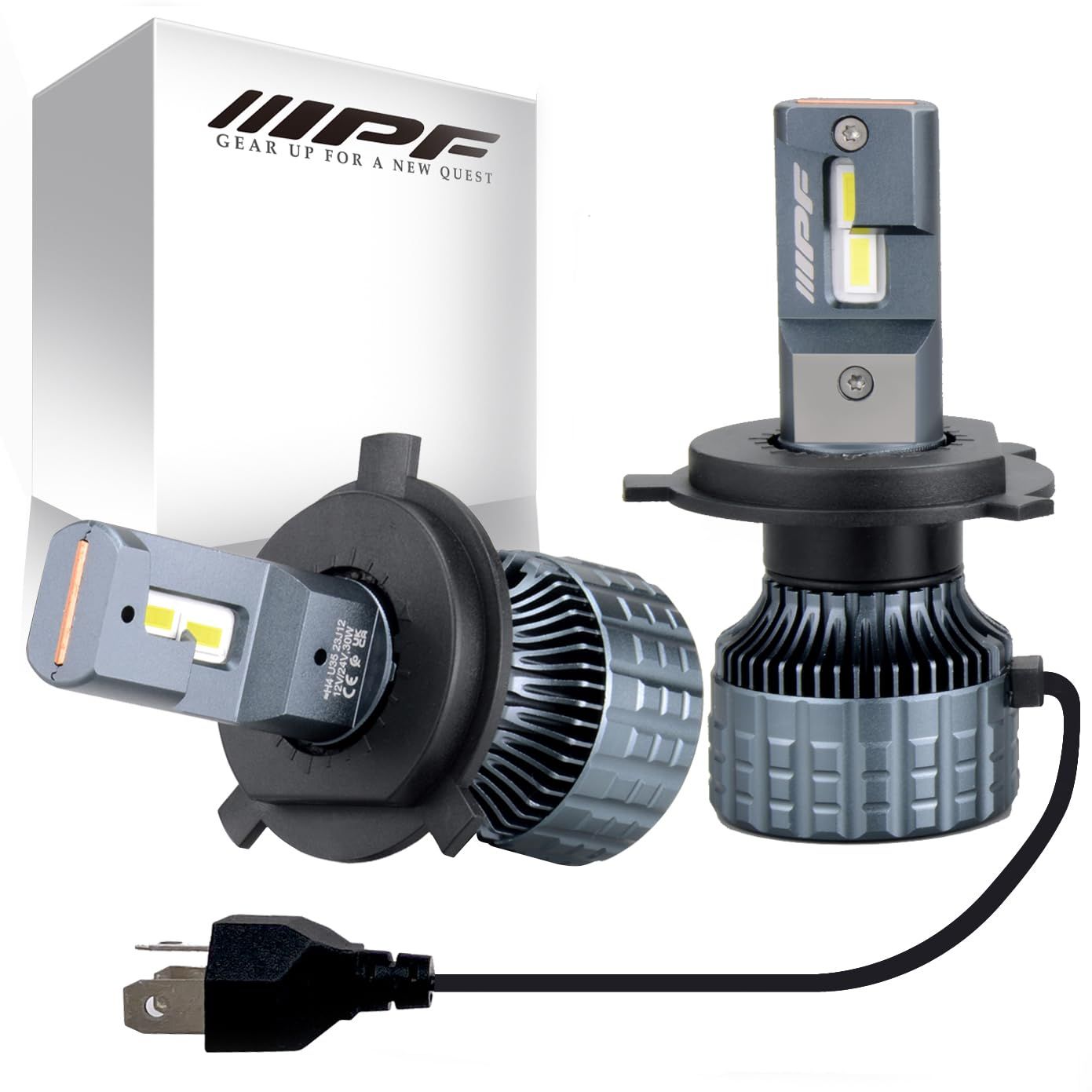 新品 M's Basic by IPF ヘッドライト フォグランプ LED 車用 H4 Hi/Lo切替 6000lm/4300lm ハイルーメン仕様 67571cd 6500K ホワイト 12V24V兼用 2本入 新車検対応 ドライバーユニット一体型 冷却ファ