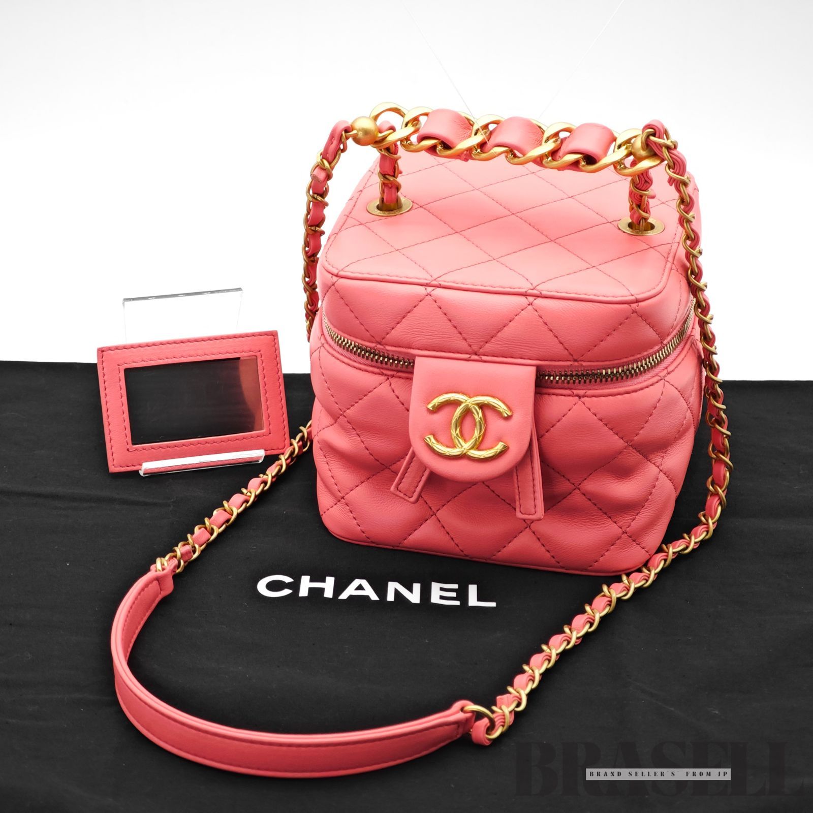 CHANEL マトラッセ バニティ バッグ 2way ハンドバッグ ショルダーバッグ ポーチ ピンク レディース 保存袋