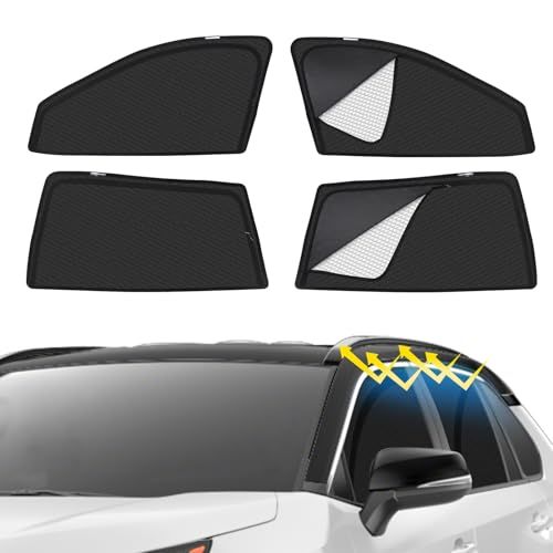 新型 RAV4 50系 車種専用 メッシュカーテン サンシェード 遮光 換気 RAV4 50 サイド用 2in1 カーテン 日除け 虫避け マグネット カーシェード 通風 UVカット運転席 助手席 インテリア アクセサリー カスタム 4枚ts