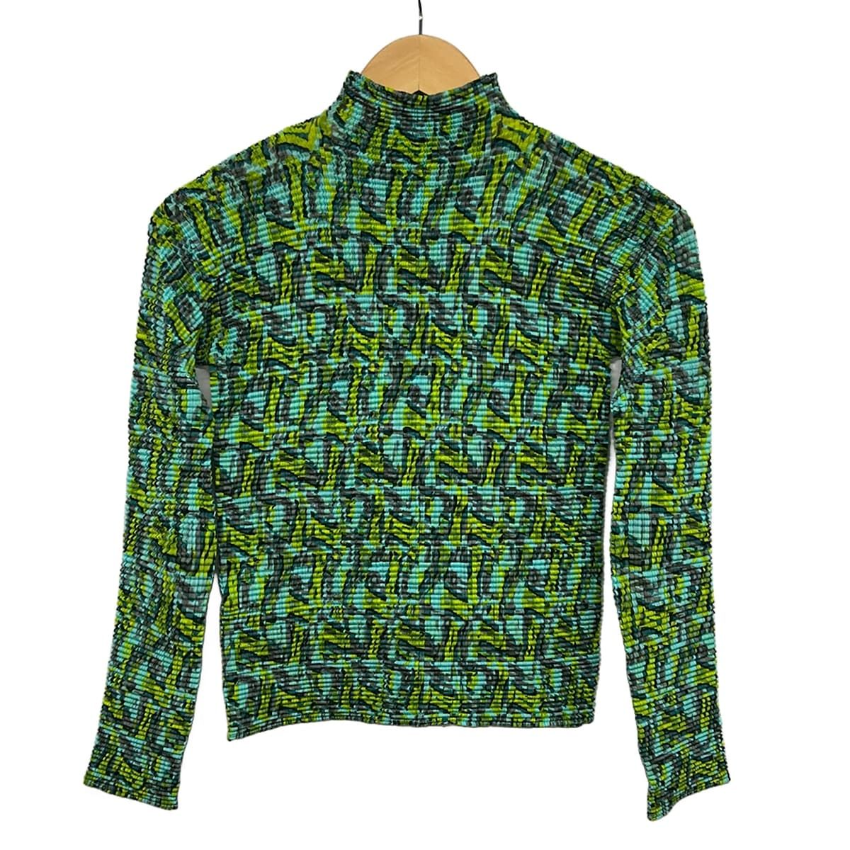 ISSEYMIYAKE(イッセイミヤケ) 長袖カットソー サイズ2 M レディース美品 - ライトグリーン×イエローグリーン×マルチ