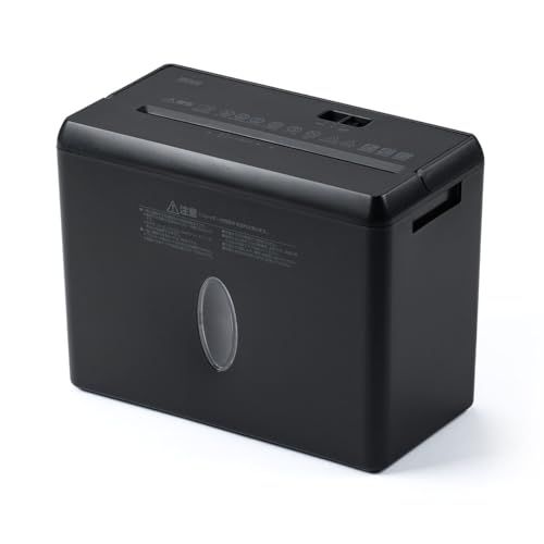 サンワダイレクト 卓上 シュレッダー 家庭用 電動 クロスカット 4枚同時裁断 8L 連続使用2分 ホッチキス カード対応 小型 コンパクト ブラック 400-PSD075BKｍａ