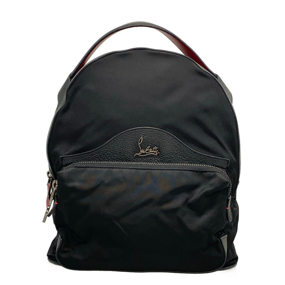 CHRISTIAN LOUBOUTIN(クリスチャンルブタン) リュックサック バックルビ スモール 黒×レッド スタッズ レザー