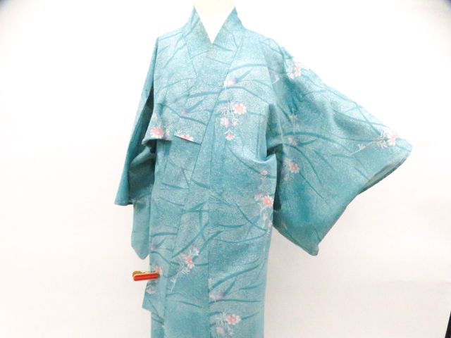 一輝堂】小紋 夏物 夏 絽正絹 着物 身丈約158.5cm 裄丈約63cm 26z05