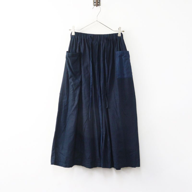 美品 2025年 パラスパレス PAL\'LAS PALACE 38.5/-インディゴガーゼ インバーテッドギャザースカート ネイビー┃【2400014986488】