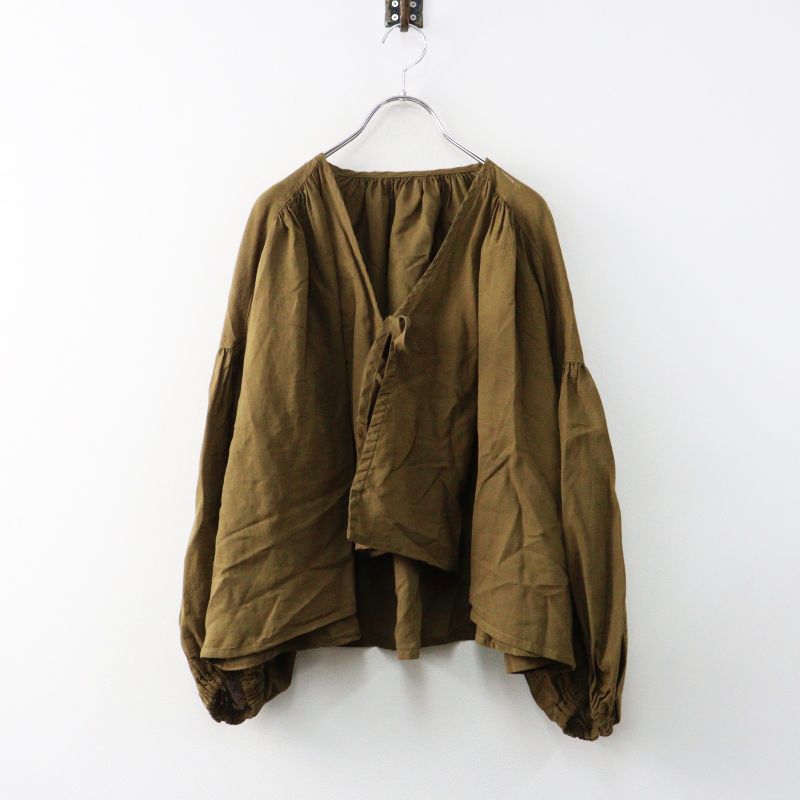 美品 2025AW ネストローブ nest Robe 清水みさとさん別注 シアーコットンリネンケープブラウス F＼カーキ ギャザー【2400014981773】