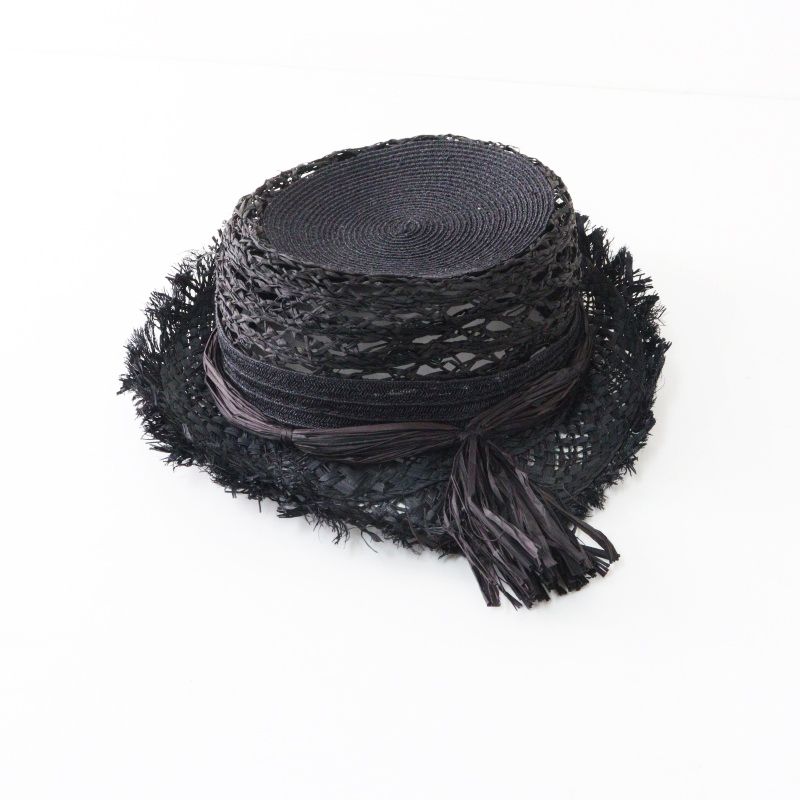 2020SS クリスチャンディオール Christian Dior Dark Grey Woven Jardin Raffia Hat ラフィアハット/ダークグレー-.【2400014976922】