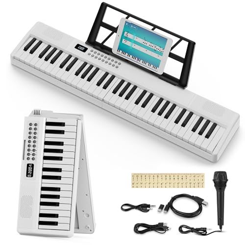 電子ピアノ 折りたたみ 電子キーボード 61鍵盤 キーボード MIDI機能 パソコン対応 ピアノ 80デモ曲 135音色 200リズム内蔵 電子キーボード LCDディス 譜面台付き 軽量 携帯便利 初心者 子供 練習 日本語で表記 日本語説明 39c5da40
