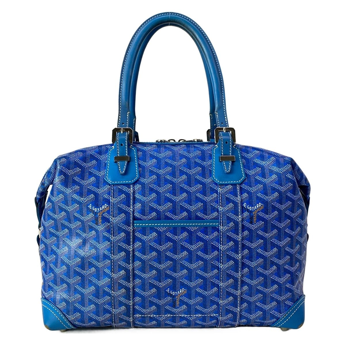 GOYARD(ゴヤール) ハンドバッグ ボーイング30 ブルー×白×ブラウン ミニボストン レザー