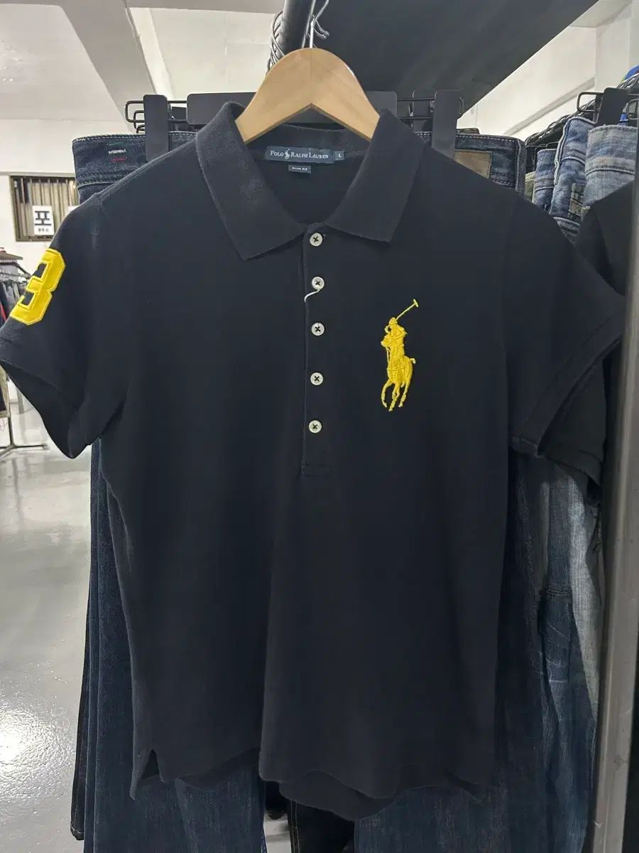 ポロ ビックポニー PKシャツ _ ブラック スリムフィット(レディース L)