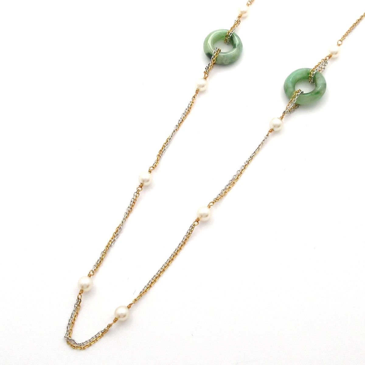 Unbranded(ノーブランド) ネックレス美品 K18YG×グリーン×アイボリー 総重量:9.8g