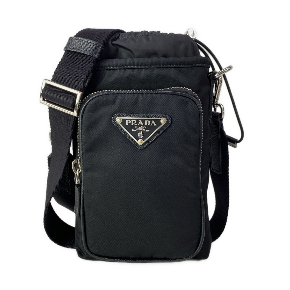 PRADA(プラダ) ショルダーバッグ美品 - 2ZH155 黒 スマホショルダー/Re-Nylon/ストラップ着脱可 レザー 75,075円