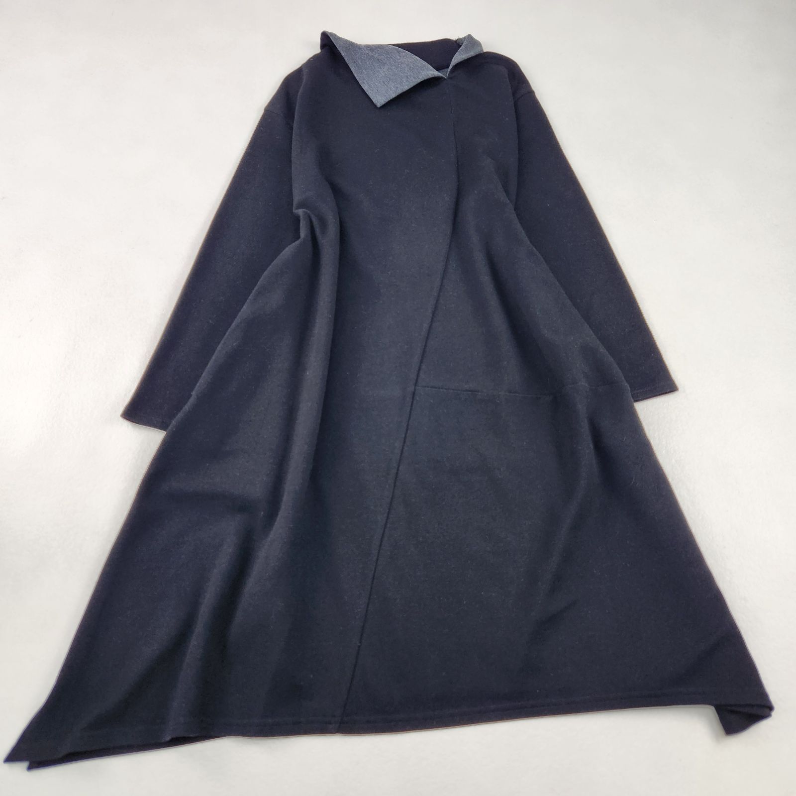 慈雨 ワンピース ジウ センソユニコ ジャージーワンピース アシメ フレア ブラック 日本製 38 ML