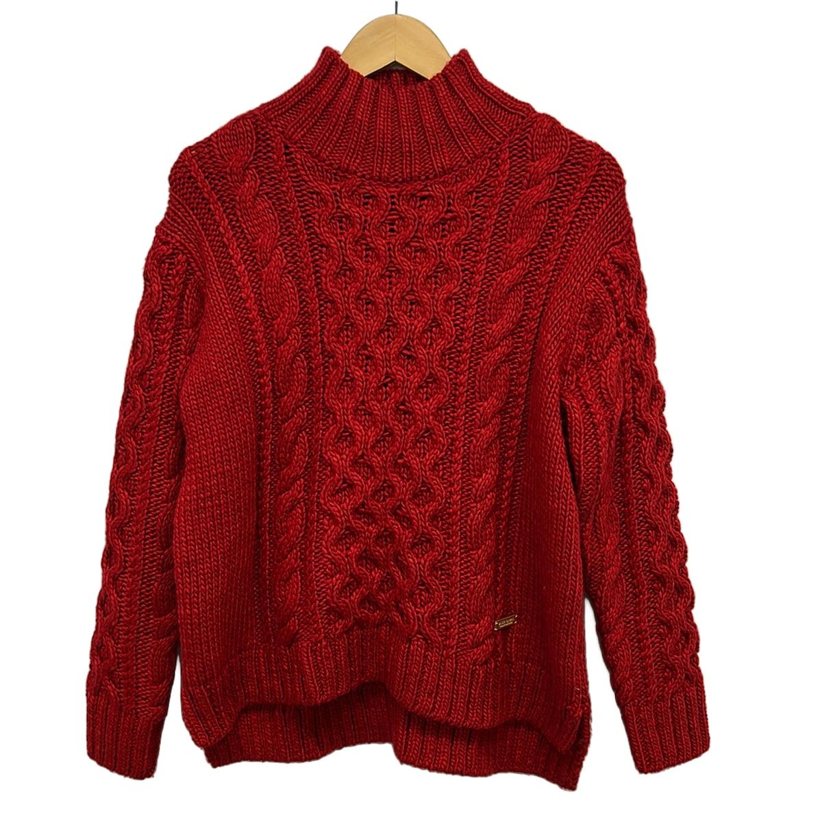 BLUE LABEL CRESTBRIDGE - BLUE LABEL CRESTBRIDGE(ブルーレーベルクレストブリッジ) 長袖セーター サイズ38 M レディース - 黒×ベージュ×レッド ハイネック/レース/ボーダー BLUE LABEL CRESTBRIDGE(ブルーレーベルクレストブリッジ) 長袖