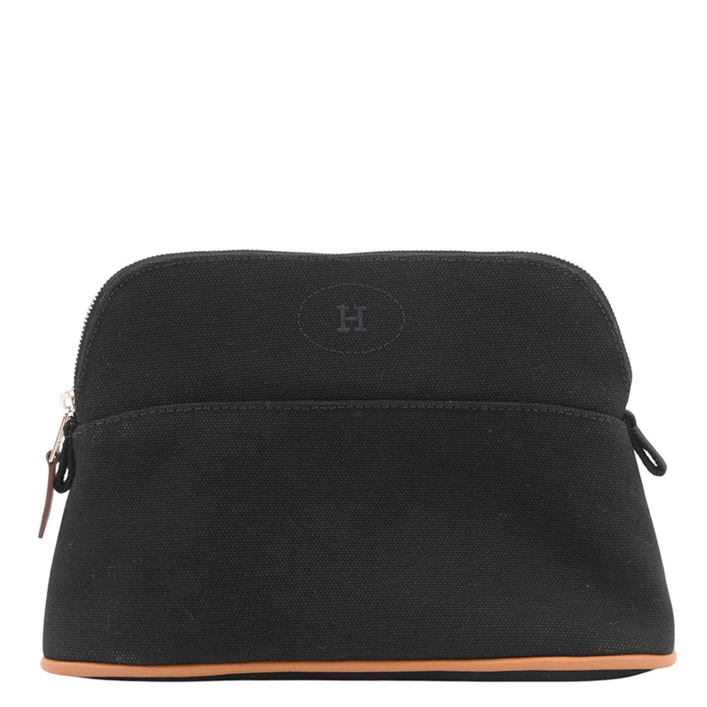 エルメス ポーチ ボリードポーチ ミニ ブラック/シルバー金具 キャンバス HERMES 黒
