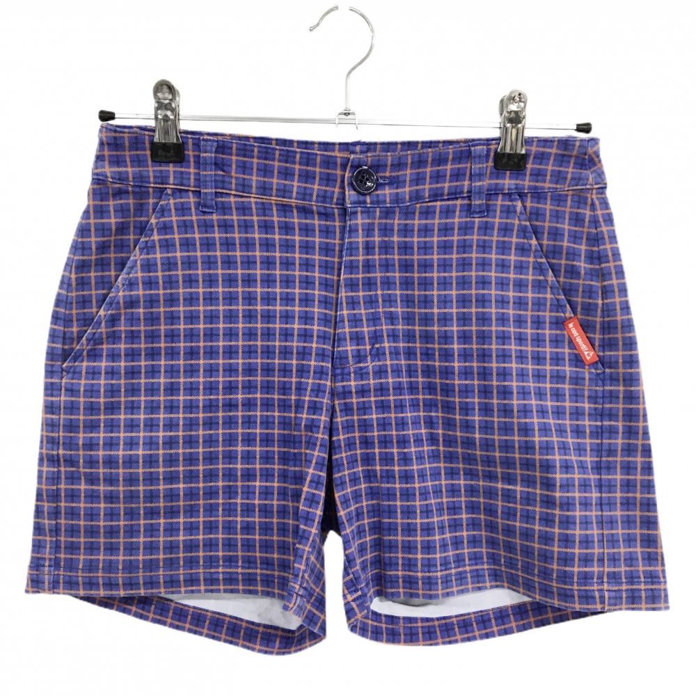 美品】ルコックゴルフ ショートパンツ パープル×オレンジ チェック