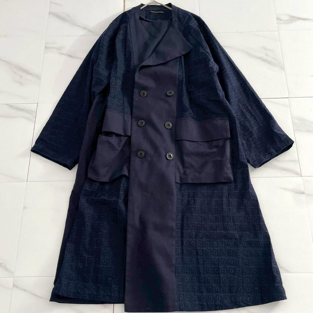 Y's Colorless trench coat cotton navy 2