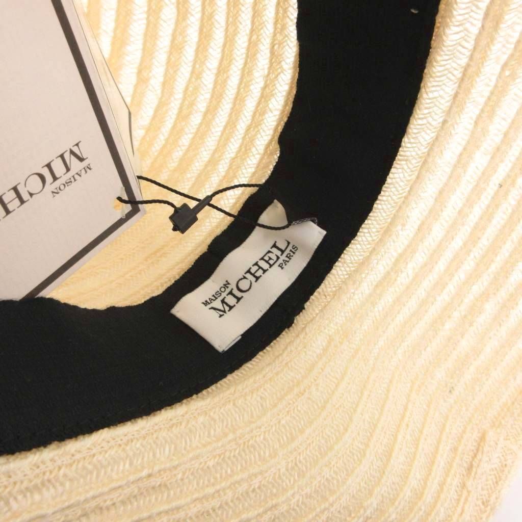 メゾンミッシェル MAISON MICHEL タグ付き ストローハット 麦わら帽子