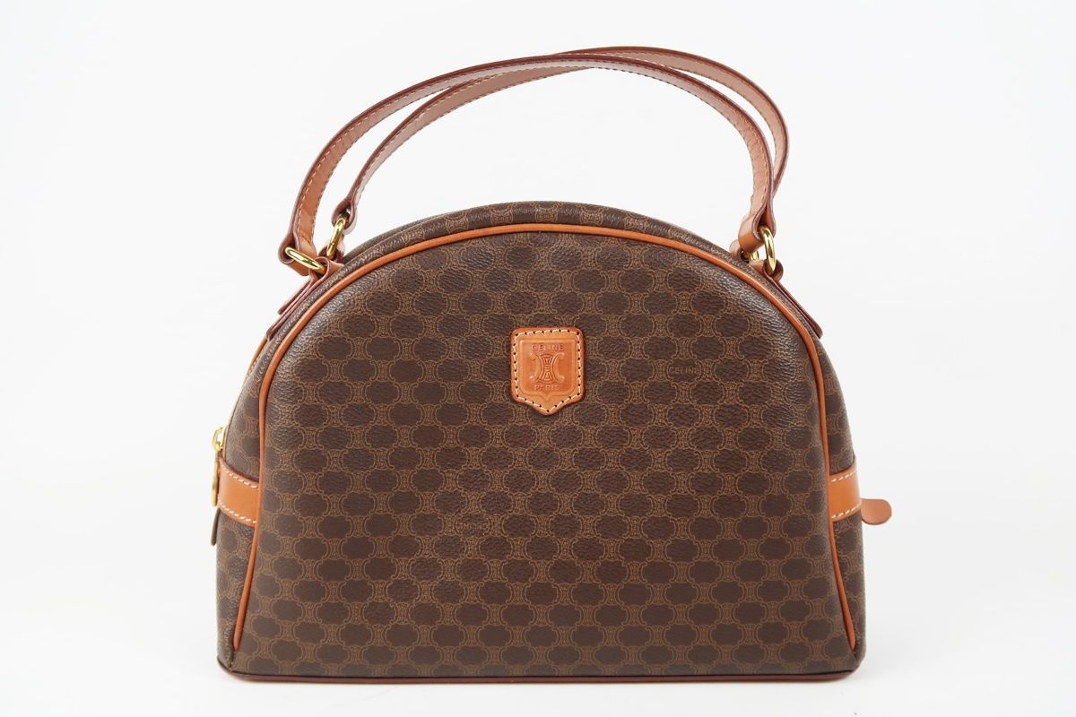 【超美品】CELINE セリーヌ マカダム ドーム型 ハンドバッグ レザー ブランド 鞄【TD74】