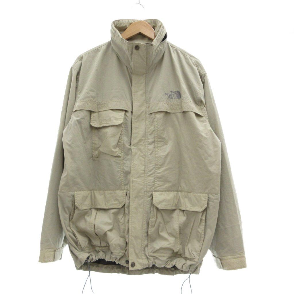 ザノースフェイス THE NORTH FACE 美品 ナイロンジャケット ブルゾン テック L グレージュ スタンドカラー フラップポケット 長袖 /MG ■ECD004