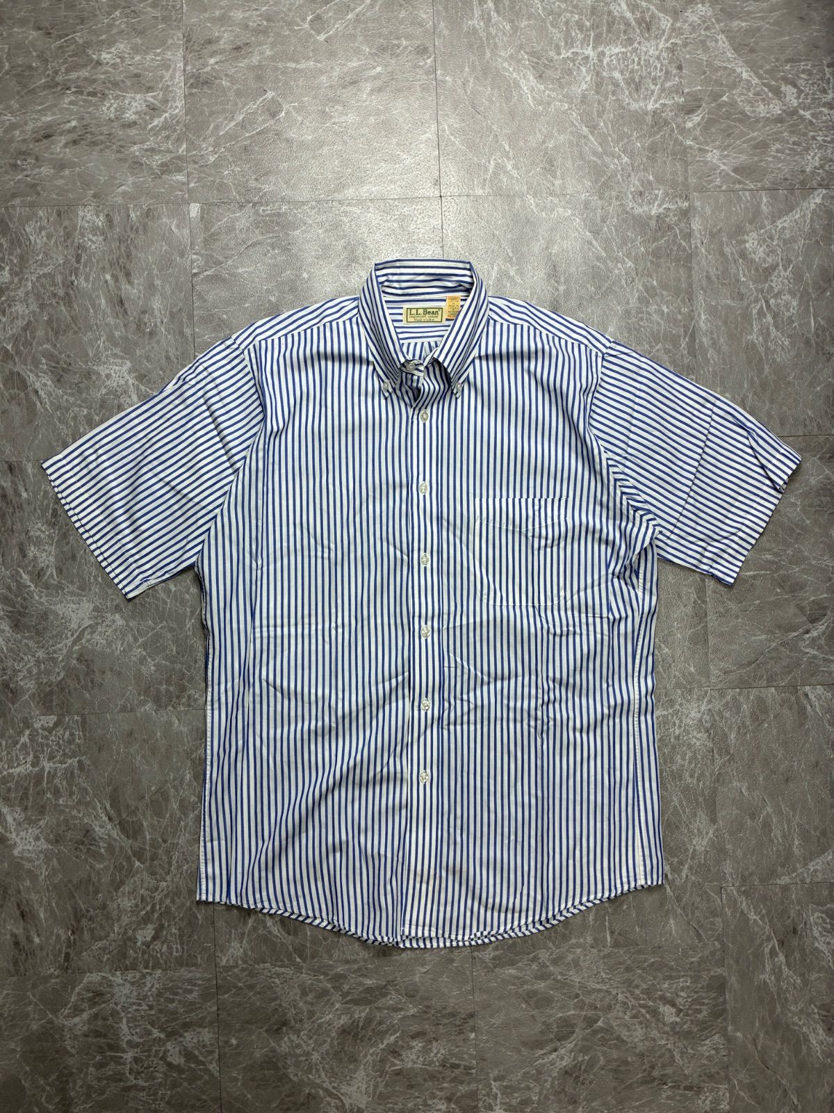 L.L.Bean エルエルビーン 80s USA製 半袖シャツ ストライプ ブルー M 