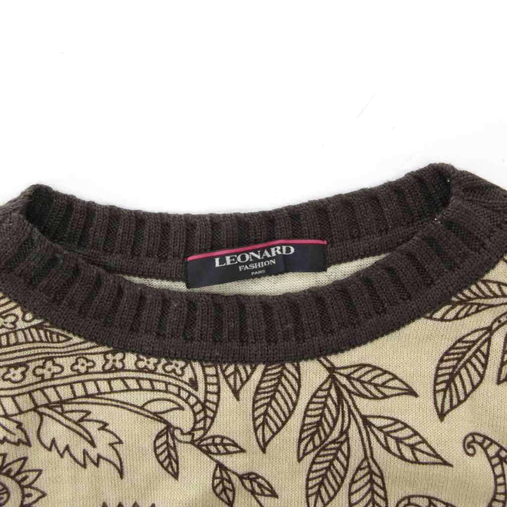 レオナール LEONARD FASHION ニット セーター 絹 シルク混 M 茶色