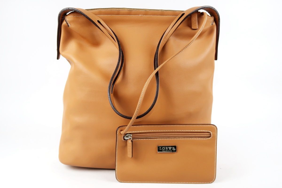 【美品】LOEWE ロエベ ハンドルバッグ レザー レディース 鞄 キャメル系【TE55】