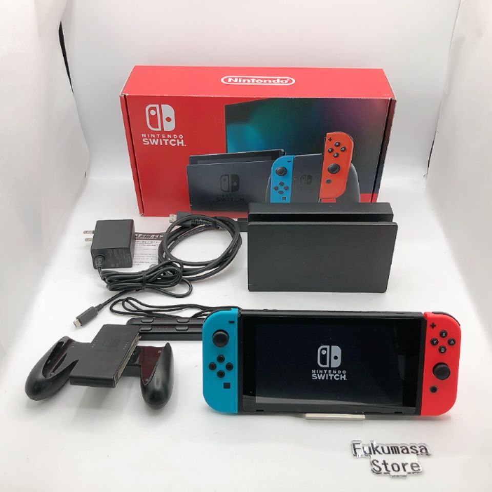 【動作確認・初期化済み】ニンテンドースイッチ 本体 HAC-001 箱つき ネオンレッド・ブルー Nintendo Switch 任天堂