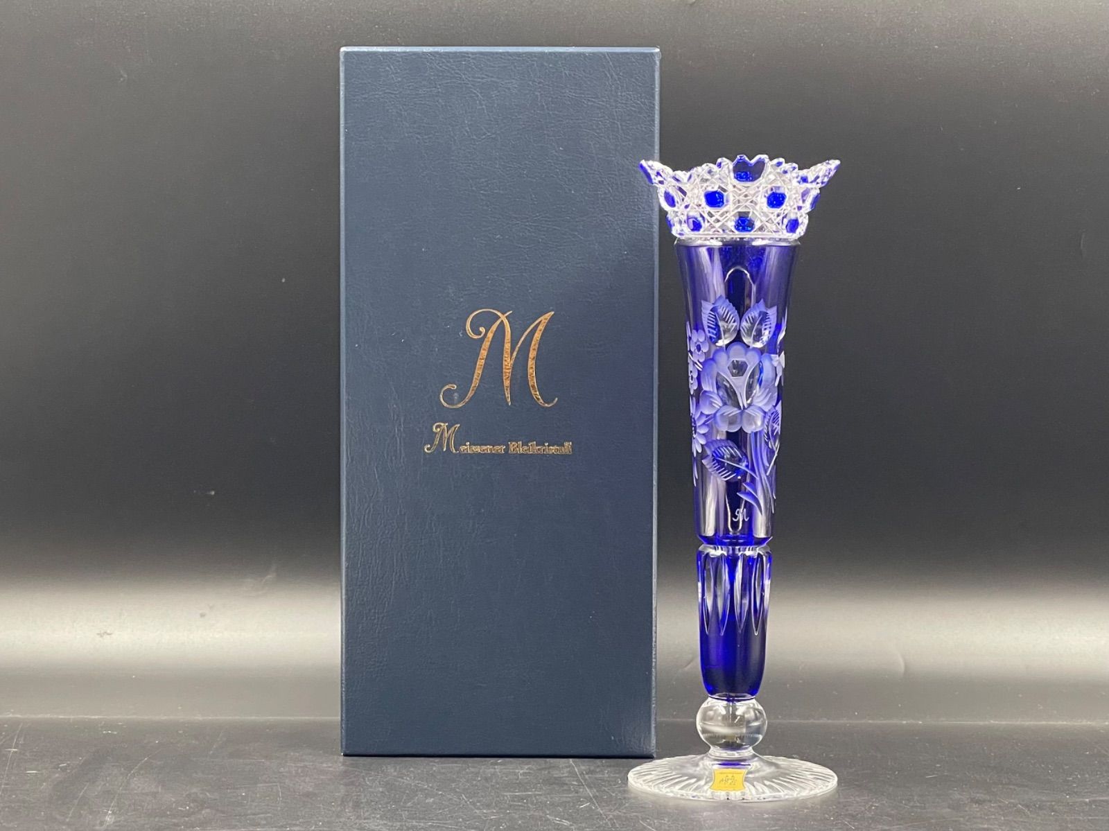 H-05018 Meissener Bleikristall マイセンクリスタル 花瓶 一輪挿し