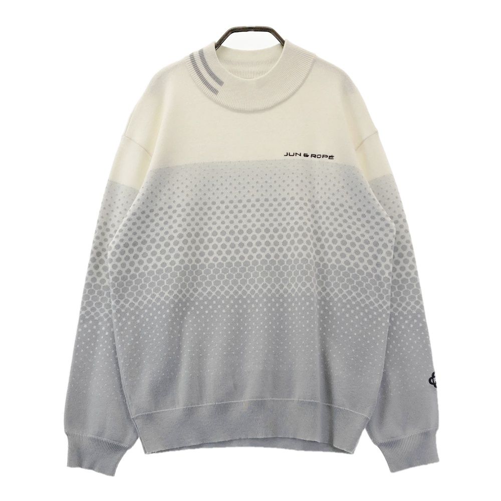 JUN & ROPE 長袖 ニット モックネック ドット グレー サイズ：L JUN&ROPE ジュン アンド ロペ モックネック 長袖ニット