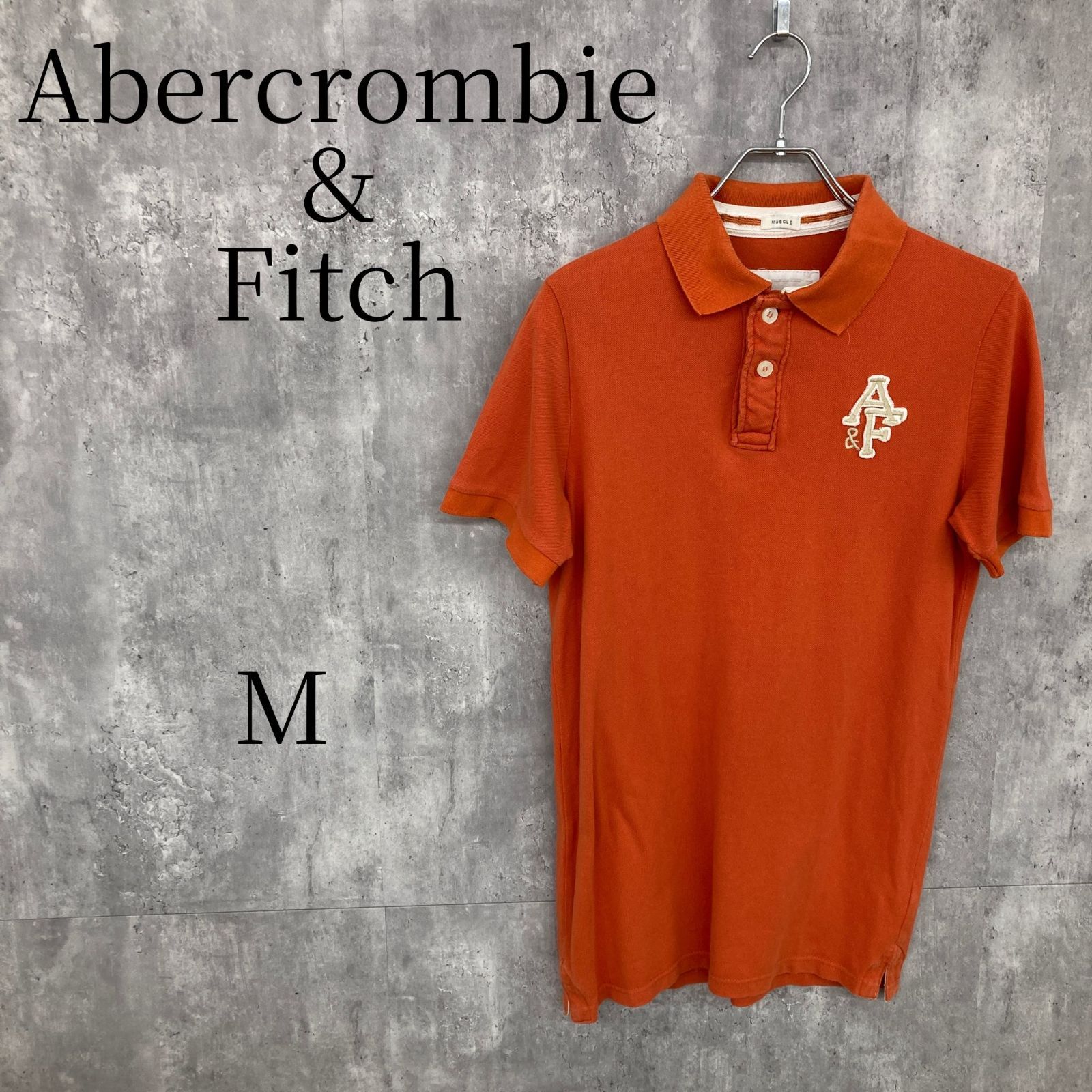 アバクロンビー＆フィッチ ポロシャツ オレンジ Mサイズ 半袖 メンズ トップス 刺繍ロゴ Abercrombie&Fitch アバクロ カジュアル コットン100％ 夏物 アメカジ ヴィンテージ感 人気 定番 おしゃれ 普段着