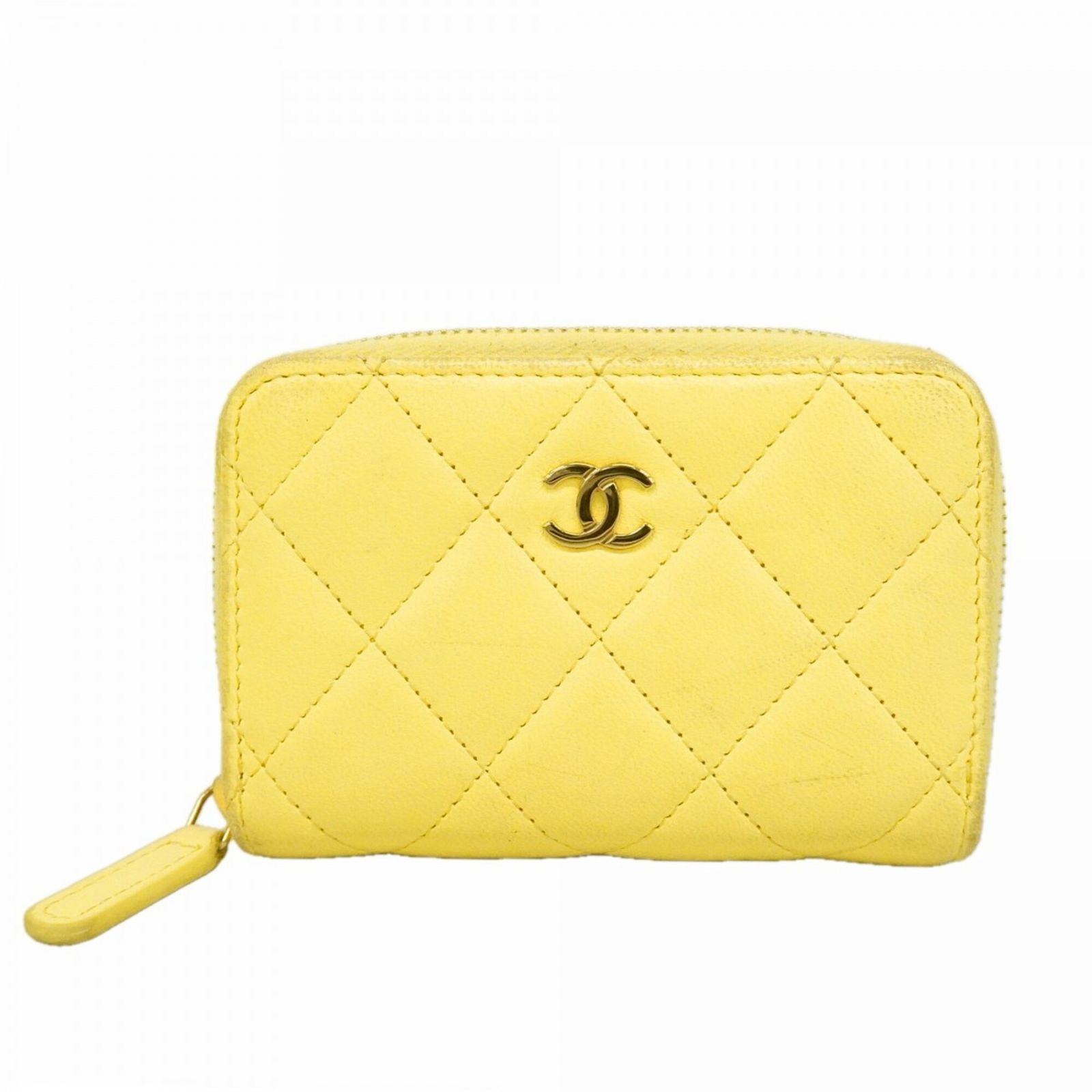シャネル(Chanel) シャネル 財布・コインケース マトラッセ ラムスキン イエロー レディース