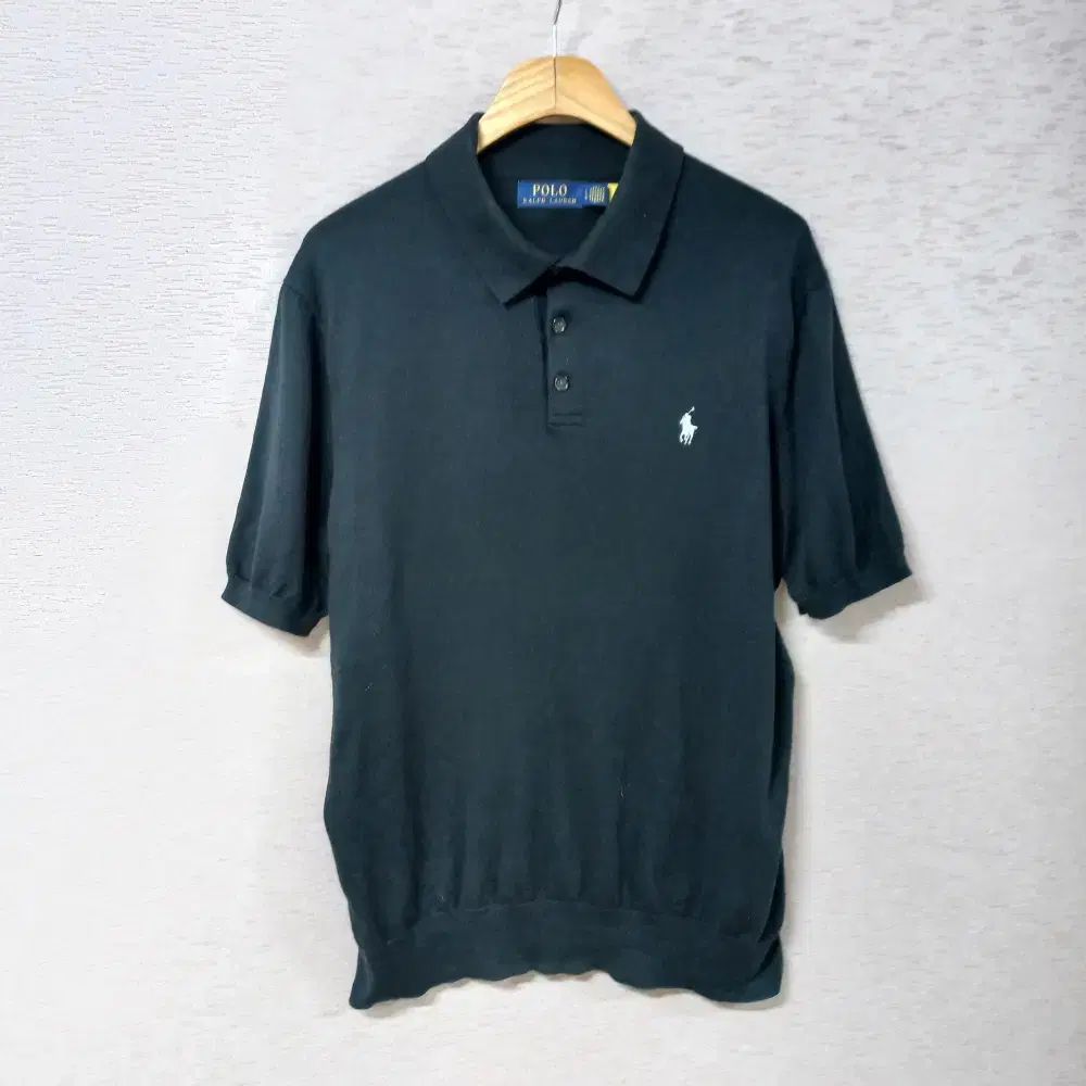 B5-28/POLO RALPH LAUREN ブラック カラ ニット Tシャツ メンズ