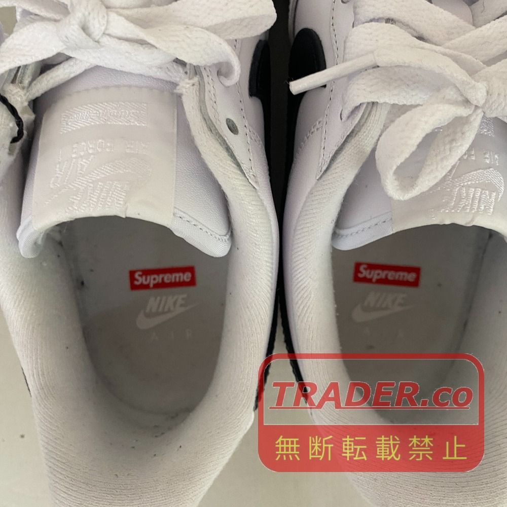 03w26698【箱付き】 Supreme × Nike Air Force 1 Low White/Black 