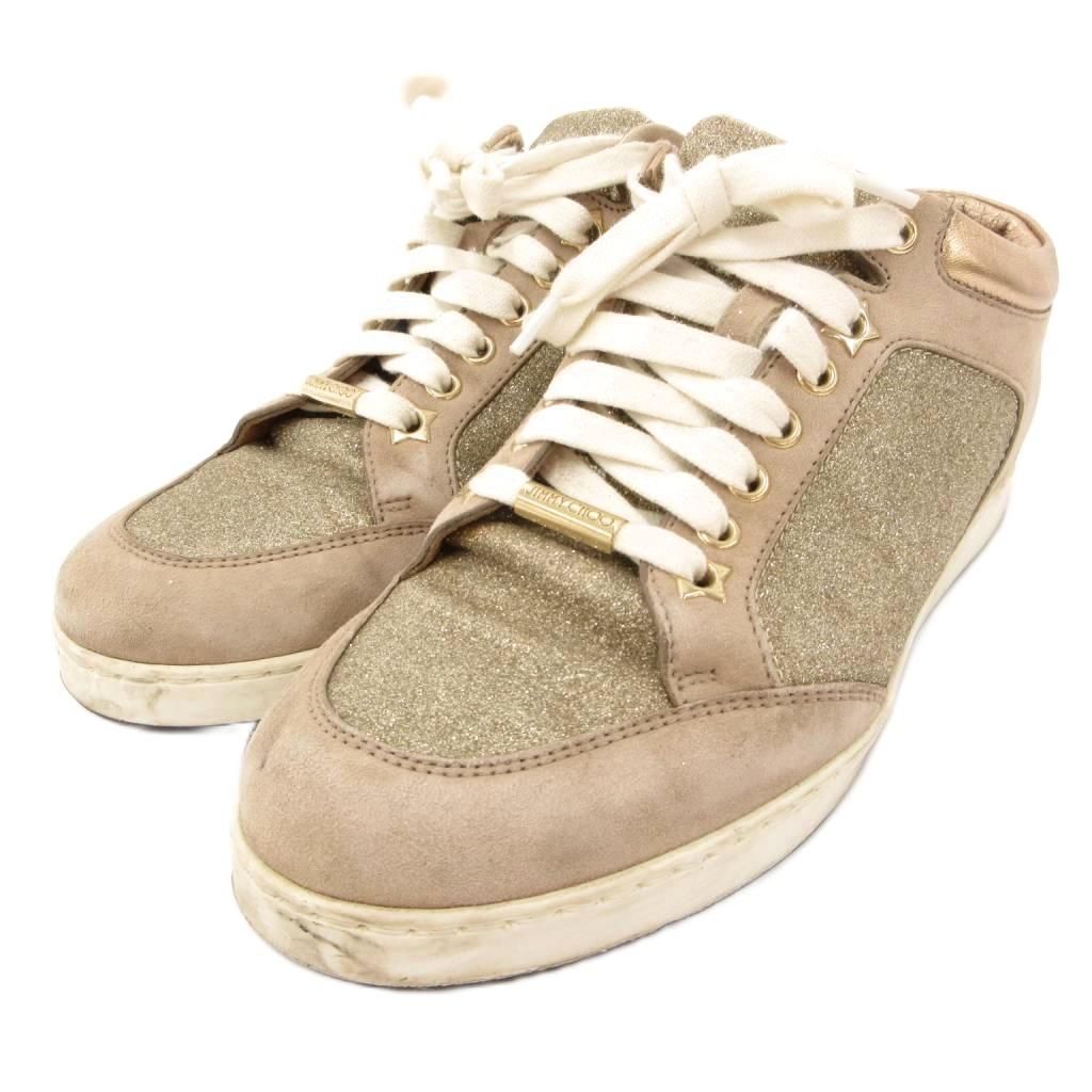 ジミーチュウ JIMMY CHOO スニーカー シューズ グリッター レザー 37 ゴールドカラー /JS ■GY74