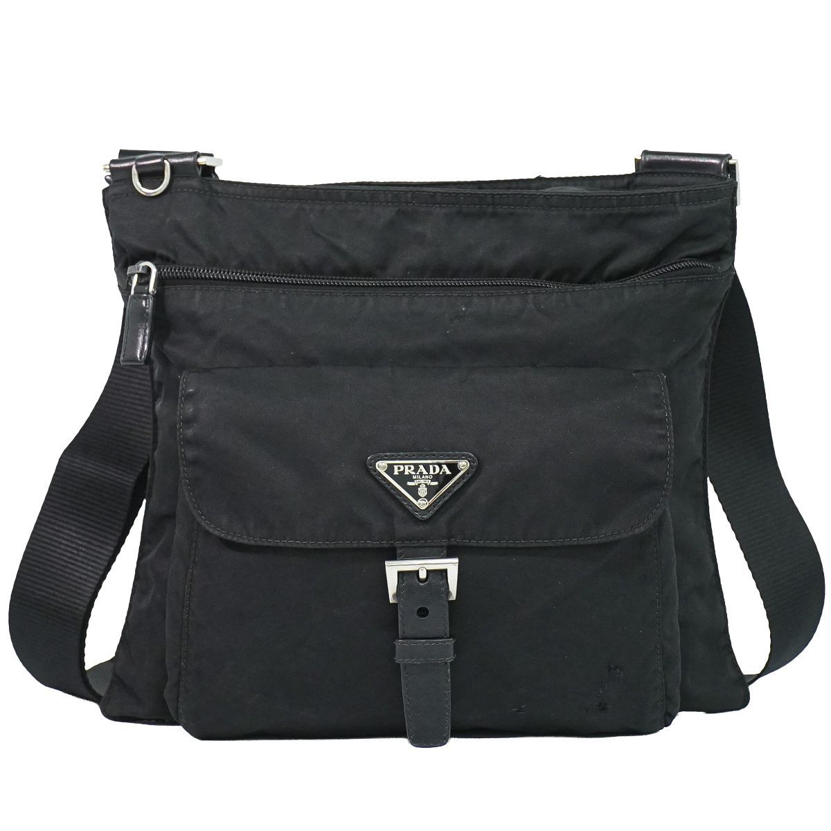 本物 プラダ PRADA ナイロン ショルダーバッグ ポシェット ブラック 