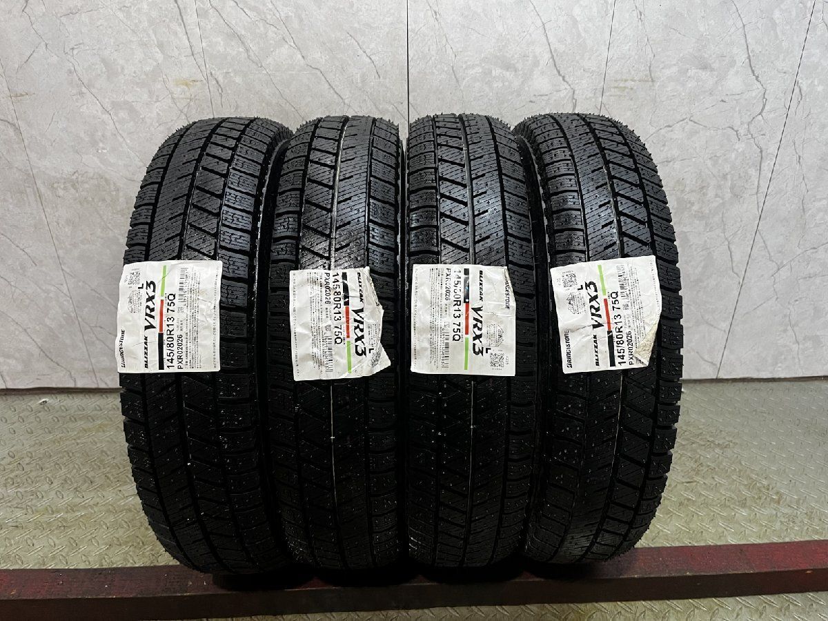 【新品】2025年製 BS BRIDGESTONE BLIZZAK VRX3 145/80R13 75Q 13インチ スタッドレス 4本 N-BOX スペーシア ワゴンR プレオ等　(MTL073)