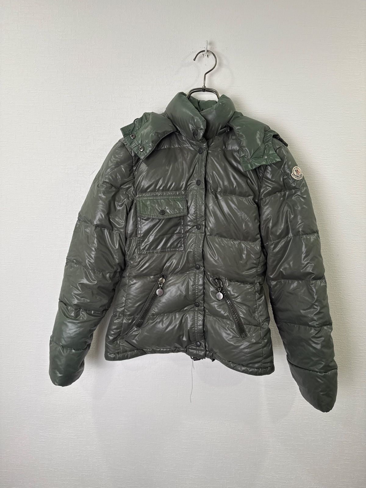 S00866｜MONCLER｜モンクレール｜ダウンジャケット｜グリーン｜レディース｜クラス1｜ショートダウン｜ナイロンジャケット｜Y2K｜90S｜古着｜ヴィンテージ｜USA古着｜アメカジ｜ラグジュアリー｜フォロー割｜今期トレンド｜Mサイズ