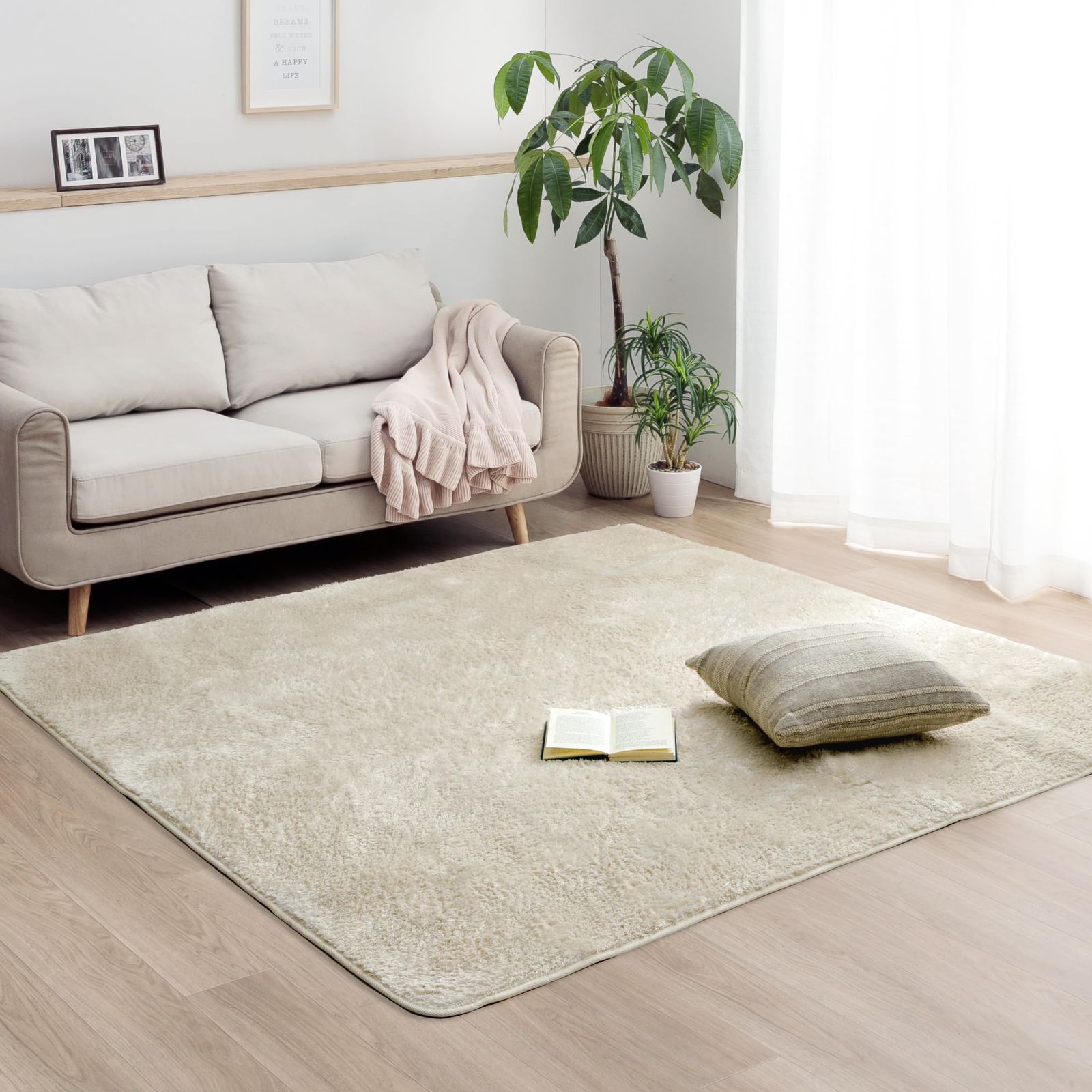 新品 イケヒコ ラグ シャギーラグ 洗える ランス 約180×180cm アイボリー 2畳 正方形 オールシーズン ホットカーペット・床暖房対応 おしゃれ #1281650141203