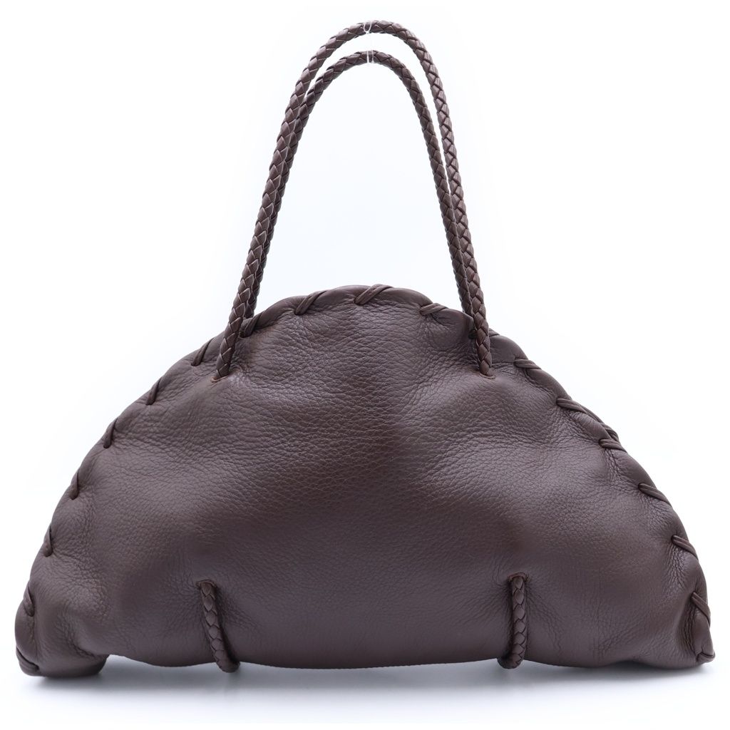 BOTTEGA VENETA (ボッテガヴェネタ) ハンドバッグ がま口 イントレチャート トートバッグ ブラウン レザー