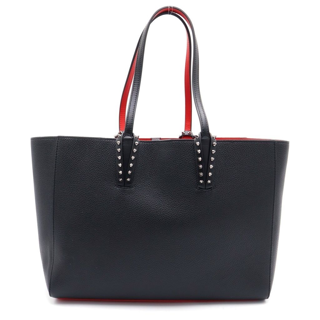 CHRISTIAN LOUBOUTIN (クリスチャンルブタン) CHRISTIAN LOUBOUTIN CABATA SMALL カバタ スモール ポーチ付き スタッズトートバッグ ブラック/レッド 1255045 B078